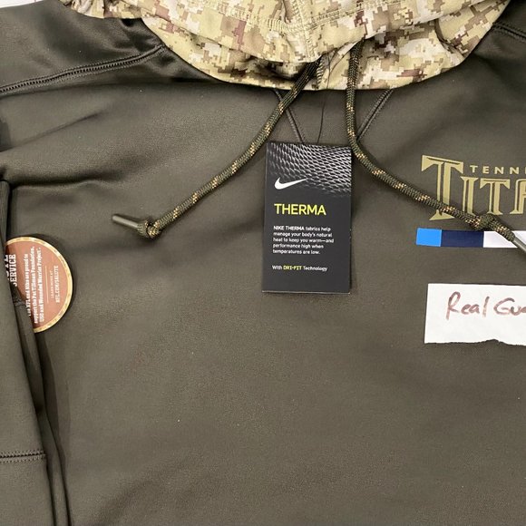 Rare 100% Nike 2017 Tennessee Titans Salute To Service ON FIELD Hoodie Medium M - Picture 2 of 5